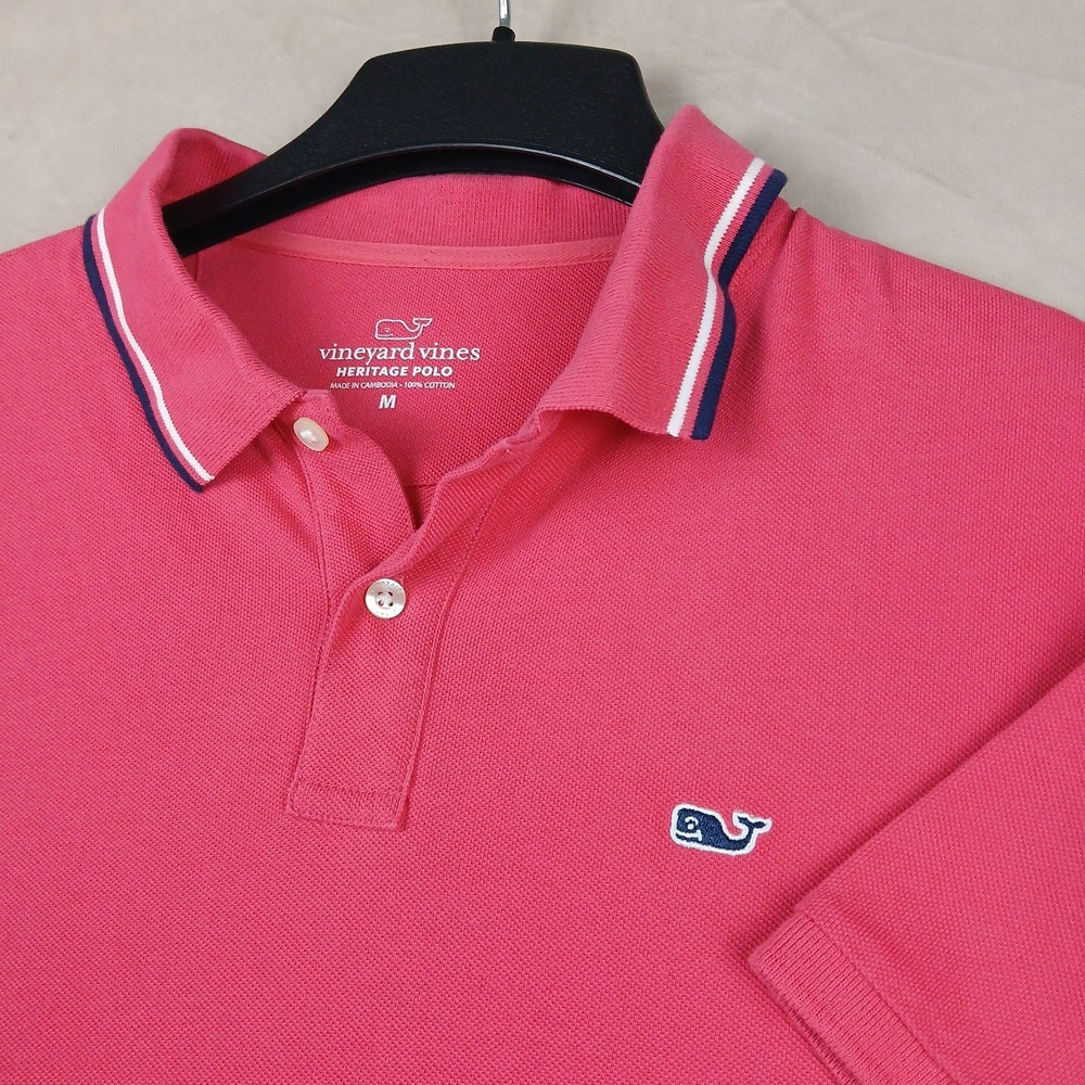 Vineyard Vines Medium Mens Shirt Heritage Polo Nantucket Red 21x25 FLAW